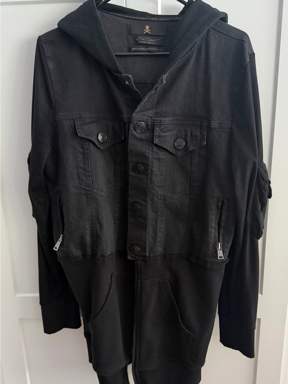 Bad Spirit Men's Black Hooded Layered Shirt Jacket XS